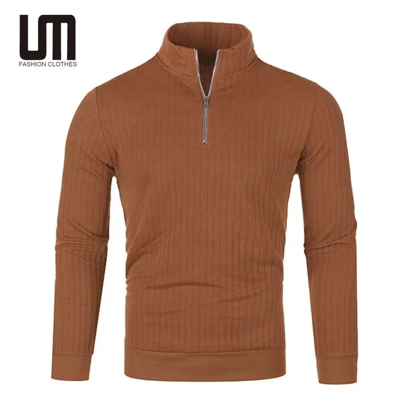 Liu Ming Hot Selling Wholesale Men Casual Turtleneck Long Sleeve Knitwear Tops Half Zip Pullover Knitted Sweater
