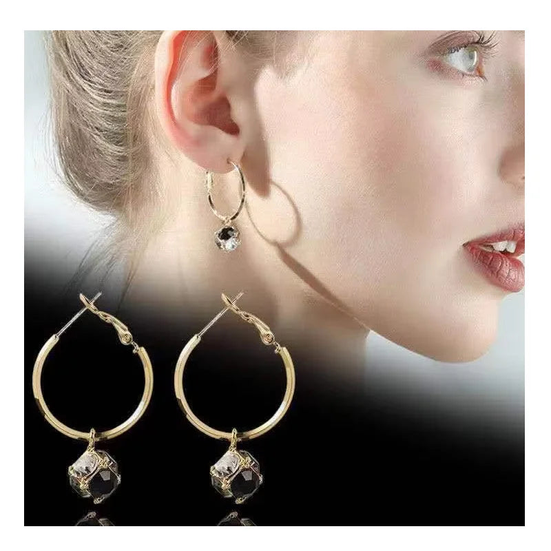 Fashion Personality European Retro Exaggerated Round Face Was Thin Korean 925 White Fungus Nails Female  Earrings