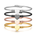 Fashion Anniversary Anniversary Jewelry Accessories PVD Plated Stainless Steel Heart Love Adjustable Open Bracelet for Engraved