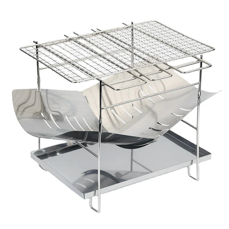 NP-344 Outdoor Camping ultra Light Folding Easy Storage Burning Fire Table Charcoal BBQ Campfire Rack Stainless Steel Stove