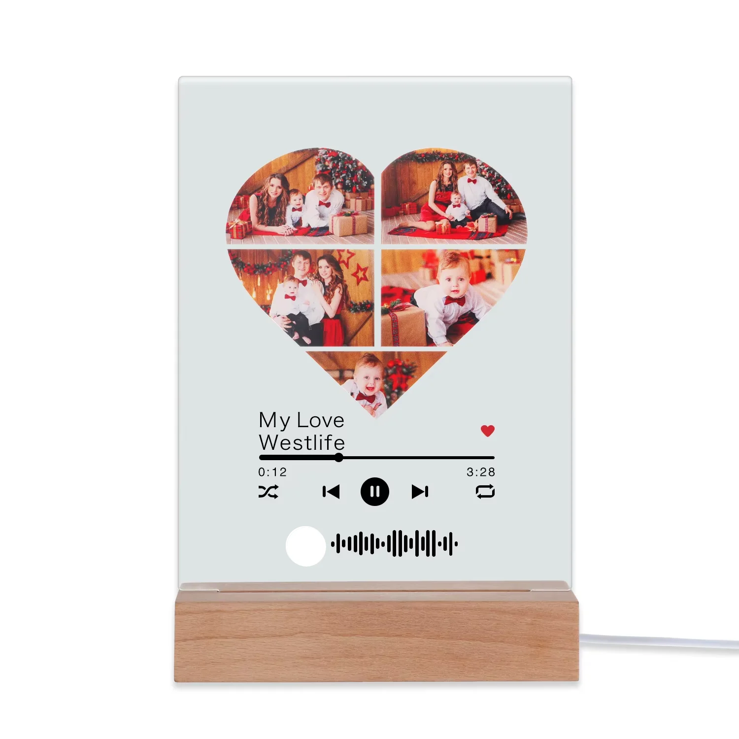 Custom Personalized Gift Colorful Love Anniversary Gift Acrylic Song Code Plaque With Light