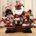 Large Standing Polyester Santa Christmas Doll With Short Legs Elk Xmas for Holiday Home Decoration