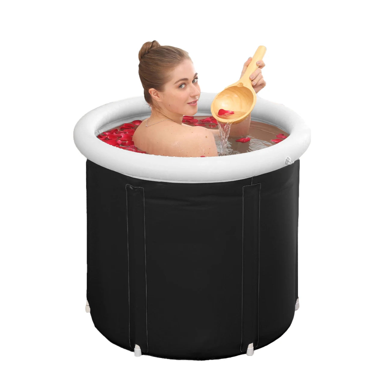 Adult Home Spa Bath Equipment PVC Inflatable Air Ring Foldable Portable Ice Bath Tub Lid Folding Box Packing for Bathroom Use