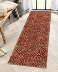 2'x6' Vintage Red Runner Rug Non-Slip Washable Polyester Kitchen Entryway Carpet Faux Cashmere Design for Bedside Holiday Decor