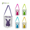 Prosub Blank Sublimation Easter Bunny Basket With Colour Handle Cute Rabbit Tail Linen Eggs Tote Bag