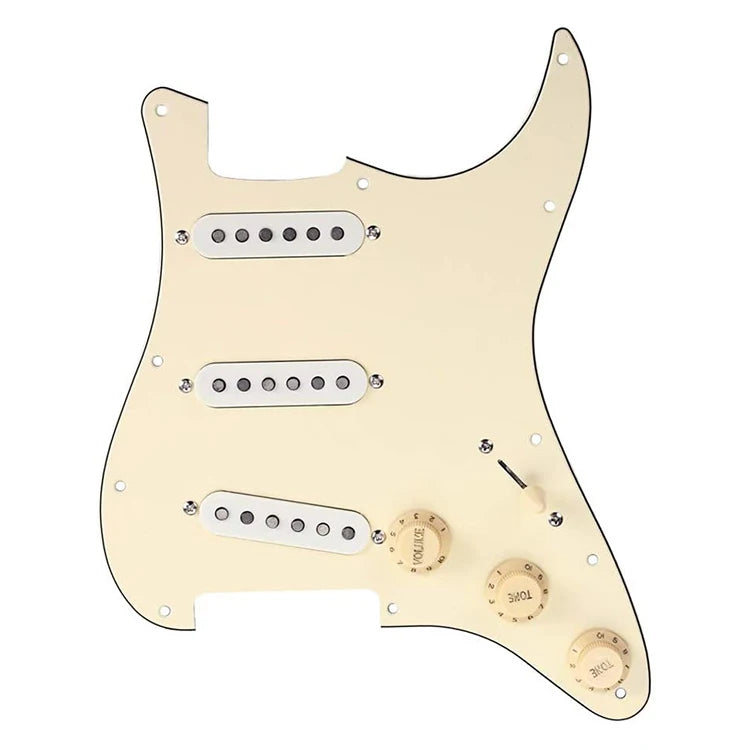 3Ply-CREAM Loaded Sractah Plate Guard Shield Electric ST Guitar Pickguard With Alnico Pickups