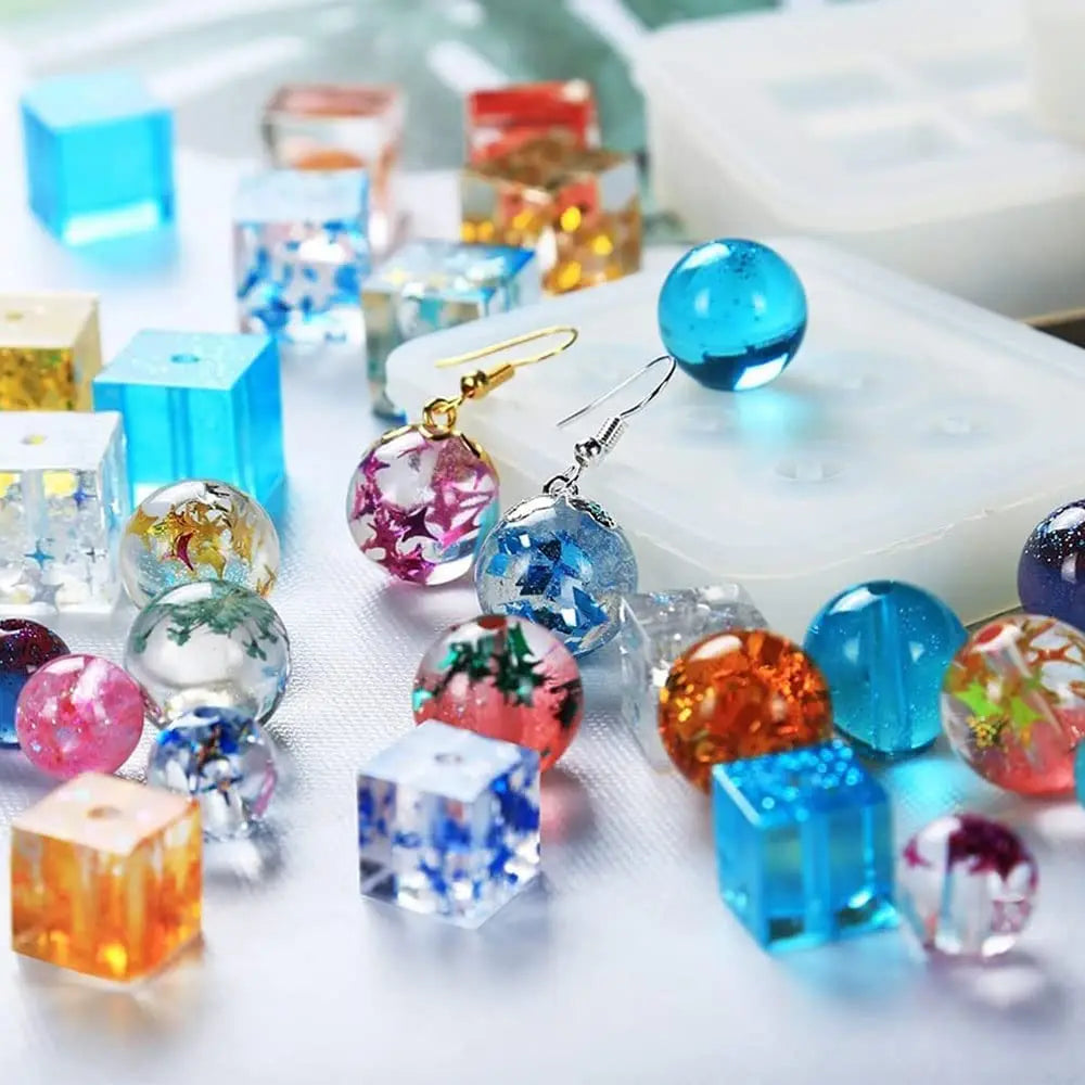 4 Pieces Pendant Silicone Mold Bead square Resin Ball Pendant Mold Used for DIY Pendant Necklace Bracelet Jewelry Production