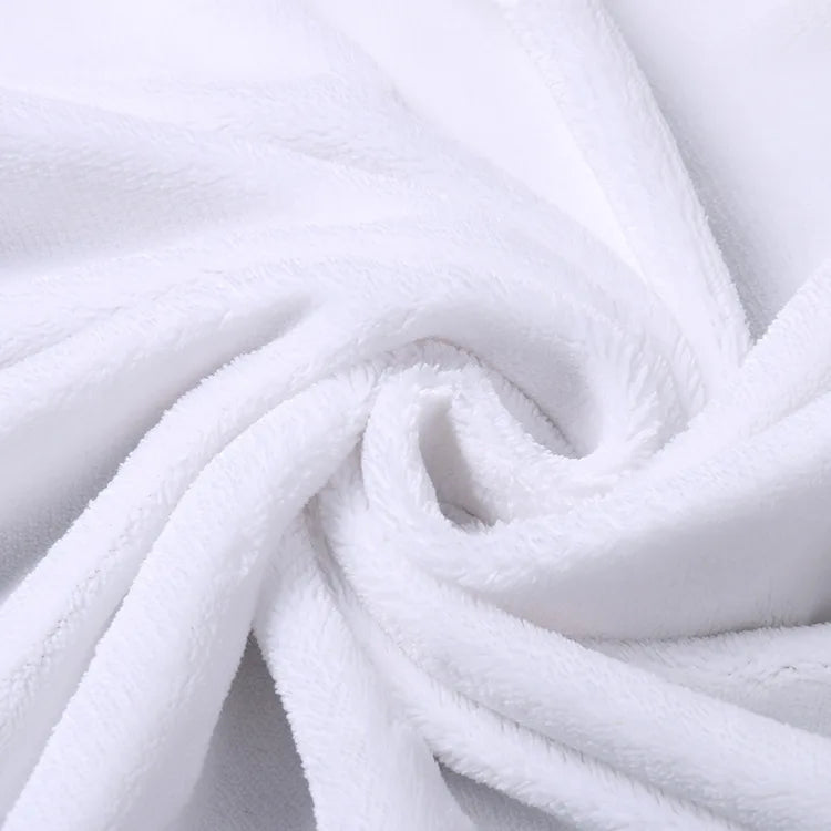 Hot Sales Support Custom 250 280 300gsm Wholesale White Color 2 Side Flannel Minky Fleece Fabric for Sublimation