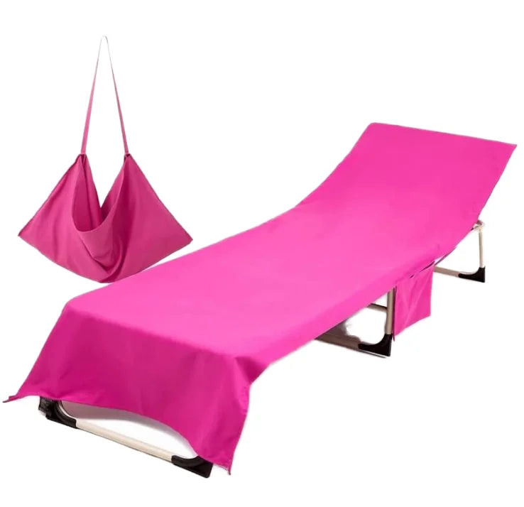 Microfiber Lightweight Foldable Sun Lounger Towel with Printed Pattern for Beach or Garden Summer Storage Pockets Included