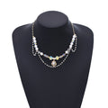 Gold Plated Chain Faux Pearl Crystal Women Beaded Necklace Lovely Drop Charms Chokers Necklaces