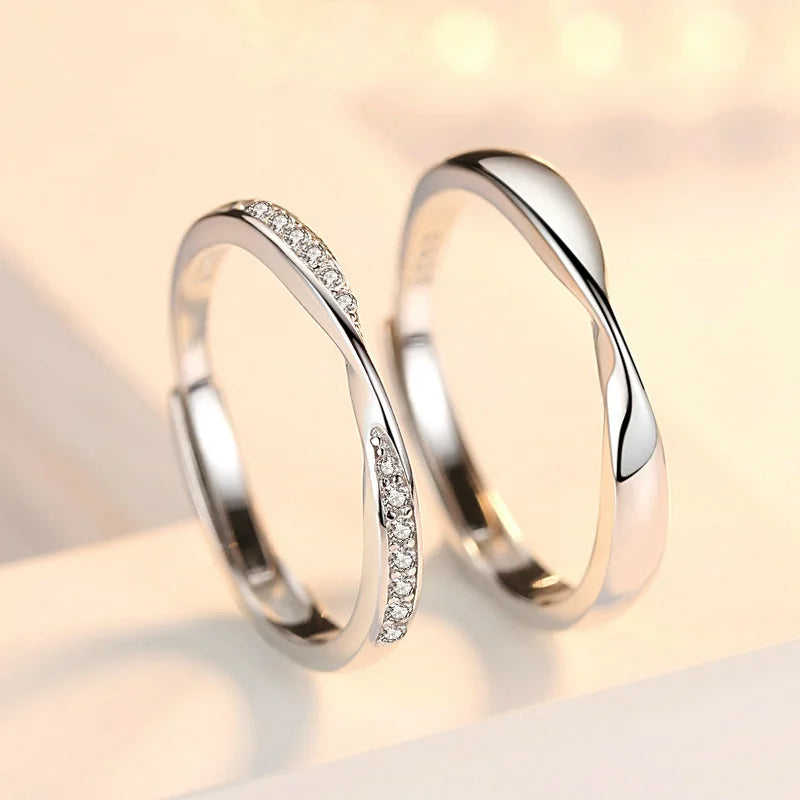BASQUESUN Factory Fashionable Couple's Minimalist High-end Romantic Gift for People's Day Copper Inlaid Zircon Couple's Ring