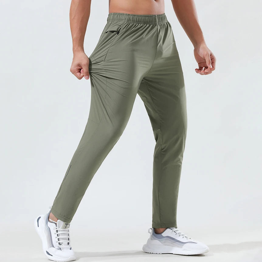 Men's Casual Lightweight Running Pants Quick Drying Mid Waist Sportswear Zipper Fly Flat Front Solid Color Spandex/Nylon Runners