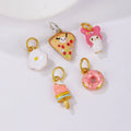 JS1783 Fashion Dainty Mini Tiny Small Enamel Multi Colored Metal Rabbit Fried Egg Poached Egg Pizza Donut Food Charms Pendant