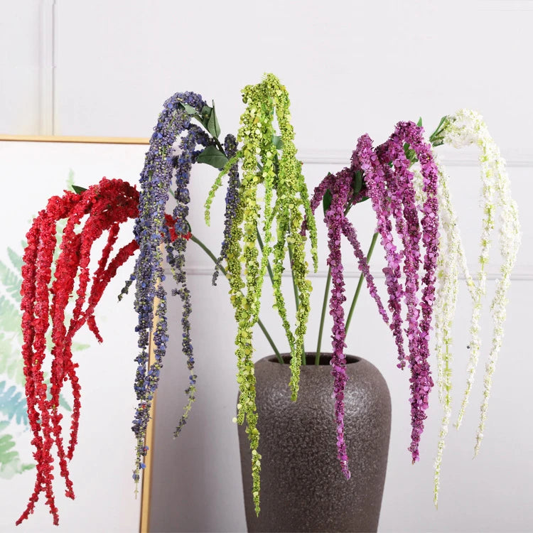 Whosale Artificial 5 Colors Amaranthus Foam Greenery Hanging Foliage 8 Branches for Wedding Flower Arrangement