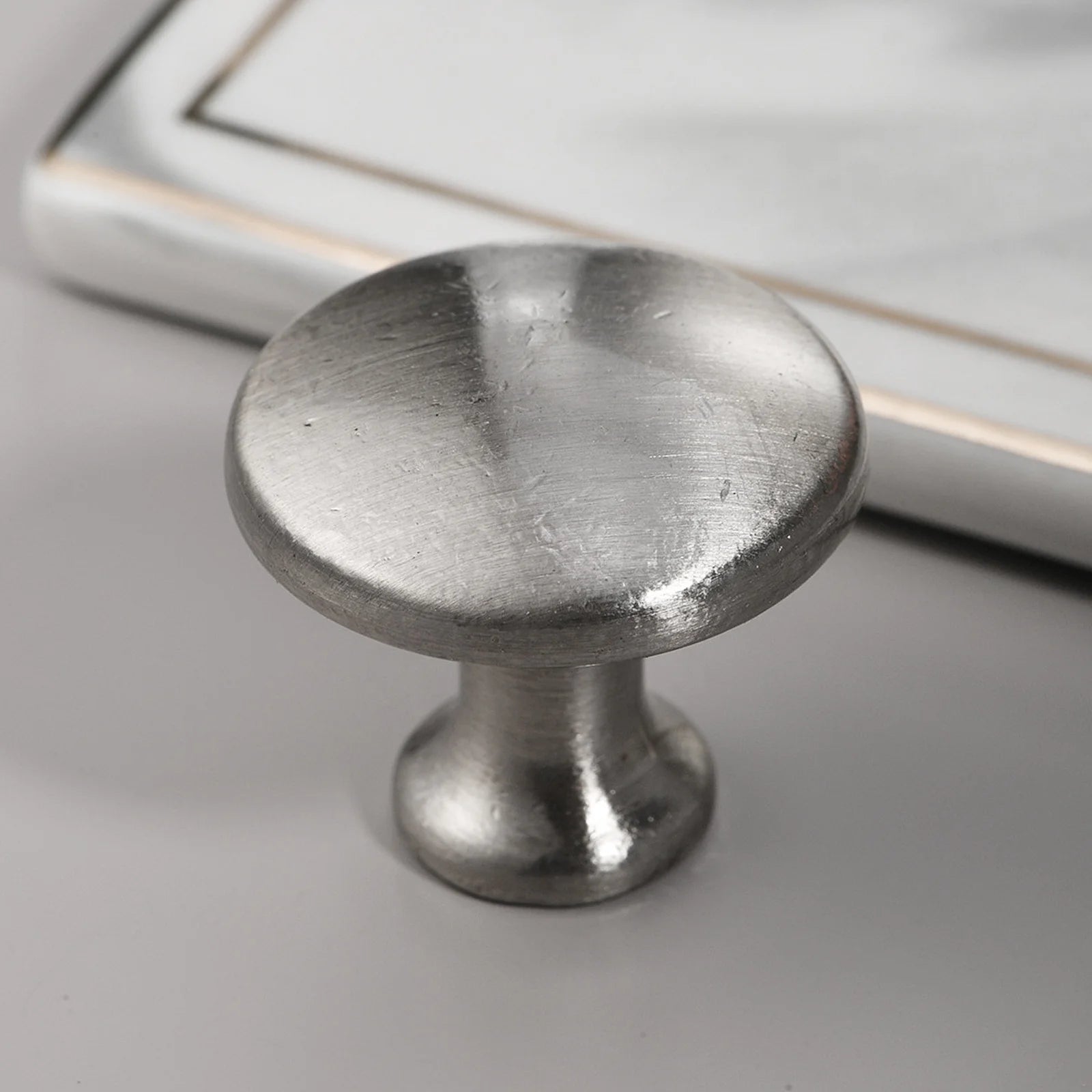 Modern Minimalist Sand Nickel 1-Hole Cabinet Pulls Slim Drawer Wardrobe Handles Durable Furniture Hardware Kitchen Dresser