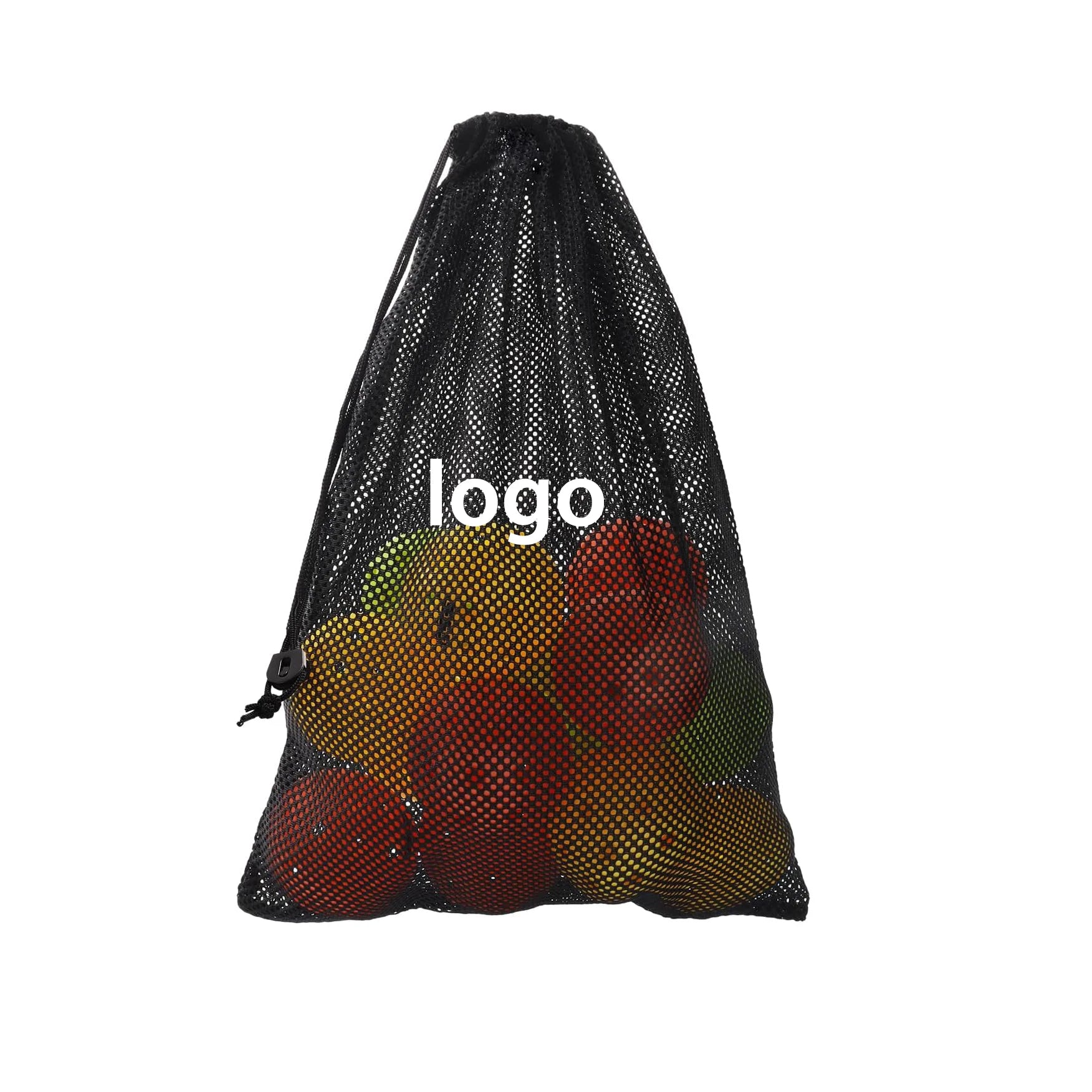 Eco-friendly Swimming Tour Camping Laundry Breathable Drawstring Sack Pack Black Net Bag Mesh for Balls