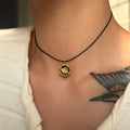 Dazan New 18k Gold Plated Tarnish Free Stainless Steel Black Paint Vintage Embossed Love Valentine S Day Gift Unique Necklace