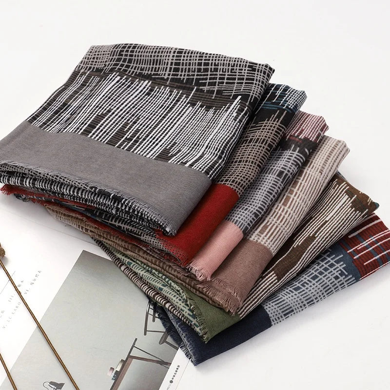 Zifeng OEM Patrones Para Turbantes Winter New Muslim Woman Print Color-blocking Scarf Cotton Hijab