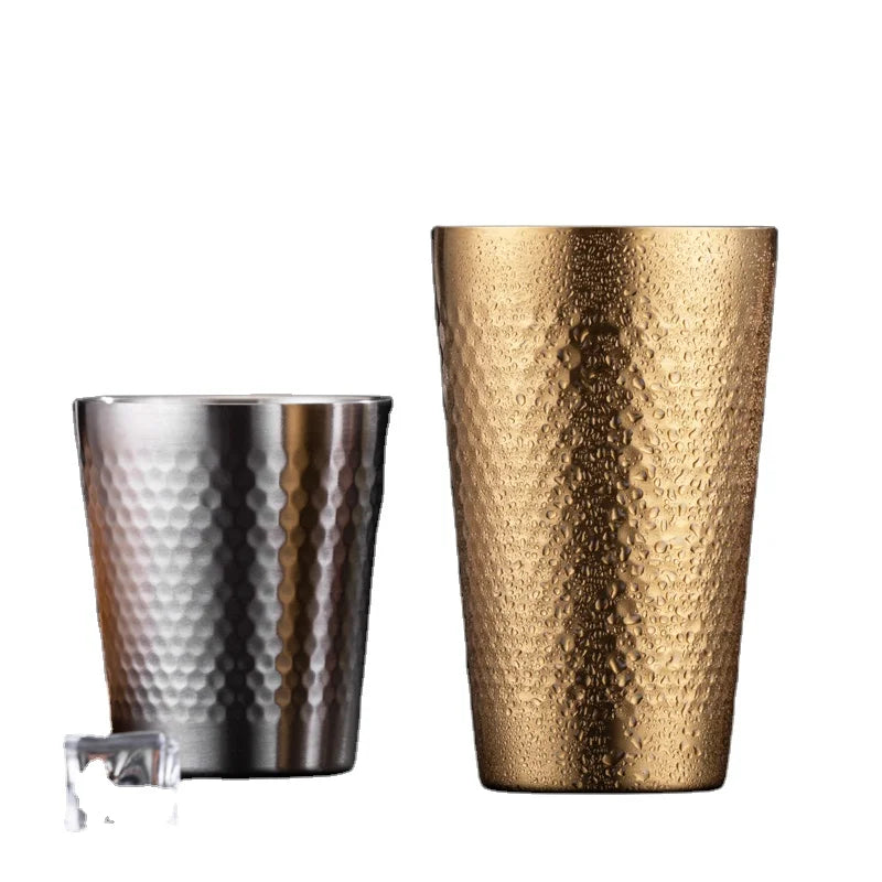 Cold Drink Cup Anodized Hammered Iced Coffee 16 oz Tumbler Stackable Metal Cups Water Glasses