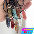 Wholesale Hexagonal Opal Obsidian Raw Garden Quartz Men's Gemstone Lapis Lazuli Moon Natural Healing Amethyst Necklace Pendants