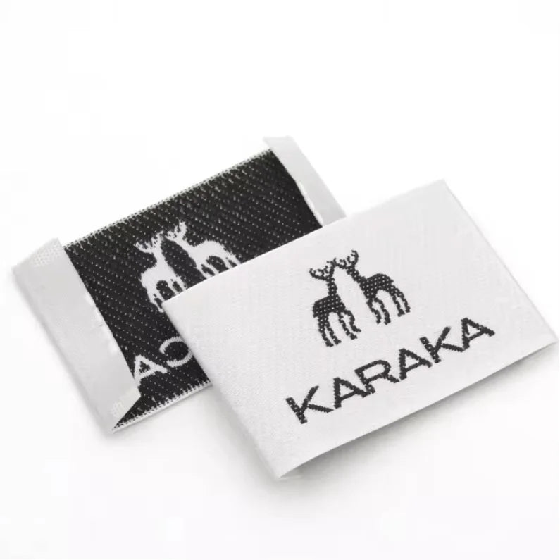 Luxury Custom Woven Label Wholesale High-density Woven Black Spliced Clothing Label Polyester Neck Label
