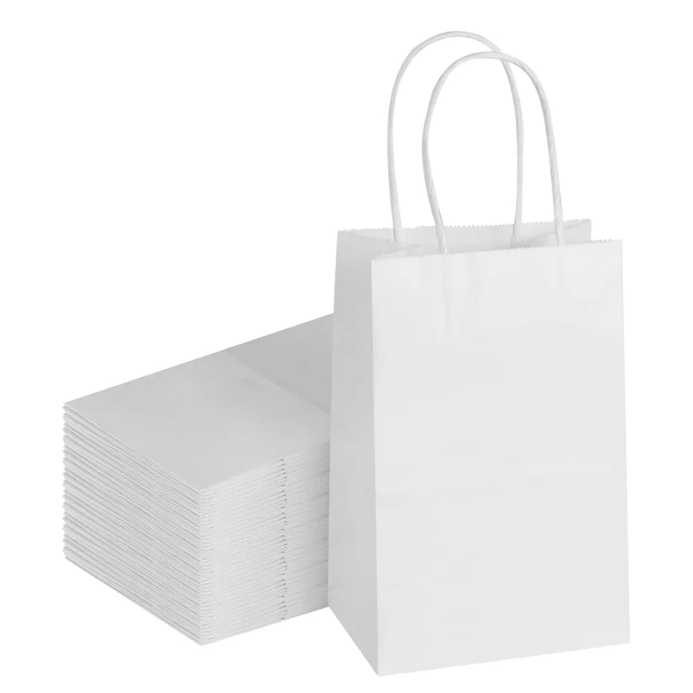 Custom Printing White Kraft Paper Bag Shopping Paper Bag With Handle