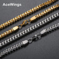 SC025   5mm Stainless Steel  Link Chain Necklace Men's 4-side Cuban Necklace