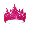 Qushine Luxury Colorful Bridal Headpiece Wedding Hair Accessories Rhinestone Crystal Big Crown and Tiaras for Women