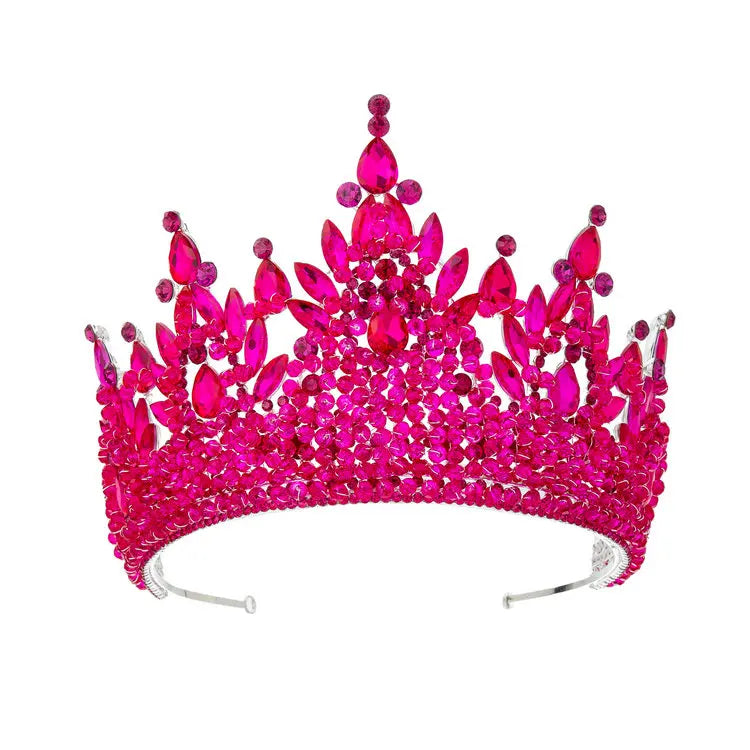 Qushine Luxury Colorful Bridal Headpiece Wedding Hair Accessories Rhinestone Crystal Big Crown and Tiaras for Women