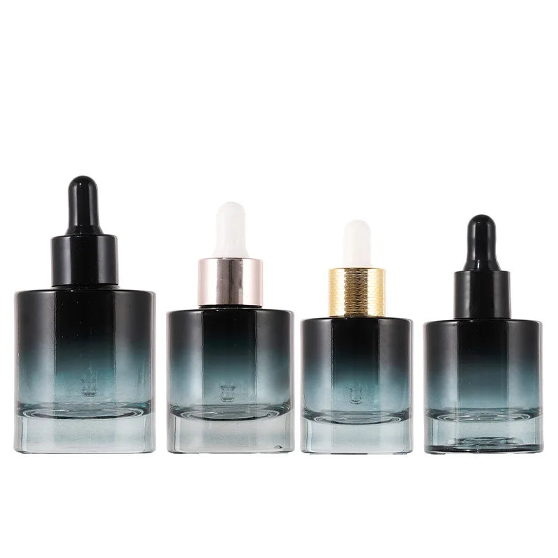 1 oz Essential Oil Serum Glass Dropper Bottle Flat Shoulder Amber Frosted Clear 30ml Dropper Bottle for Essence Serum