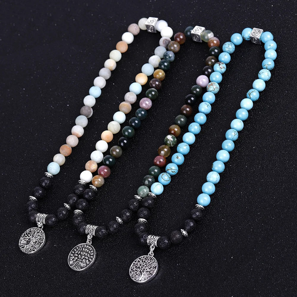 New Multilayer Reiki Tree of Life Beaded Bracelets for Women Men Trendy Yoga Healing Natural Stone Jewelry for Anxiety Relief