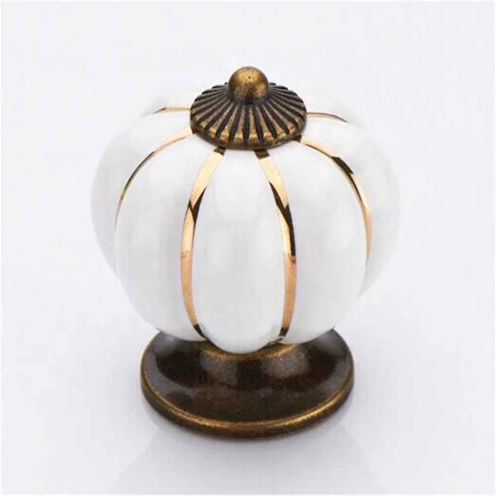 Hot Sale Door Hardware Dresser Knob Cupboard Wardrobe Cabinet Pull Ceramic Pumpkin Knobs