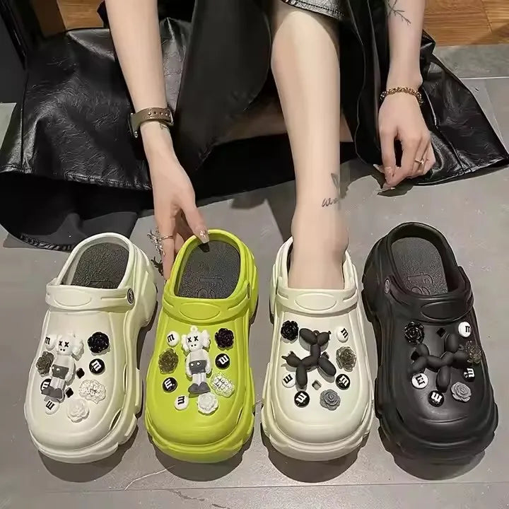Women's Summer Thick-Soled Platform Sandals Breathable Heightening Clogs Non-Slip Features Versatile Outdoor Sandals