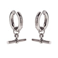 High Polished Stainless Steel Silver T Bar Toggle Drop Earrings Minimalist Waterproof Jewelry for Women