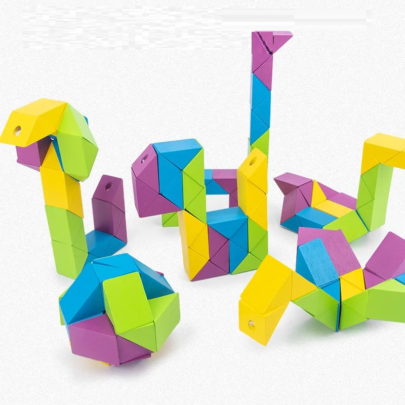 2021educational Hot Selling Folding Plastic Ruler Magic Iq Puzzle Snake Cube Puzzle Twist Sensory Toys for Kids