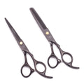 Hair Cutting Scissors 5.5" 6'' AQIABI Japanese Steel Black Thinning Shears Barber Scissors Haircut Set Customize Logo Free A1005