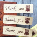 120pcs Per Pack Owl Thank You Kraft Paper Rectangle Sealing Sticker DIY Decor Sealing Sticker Products Package Label