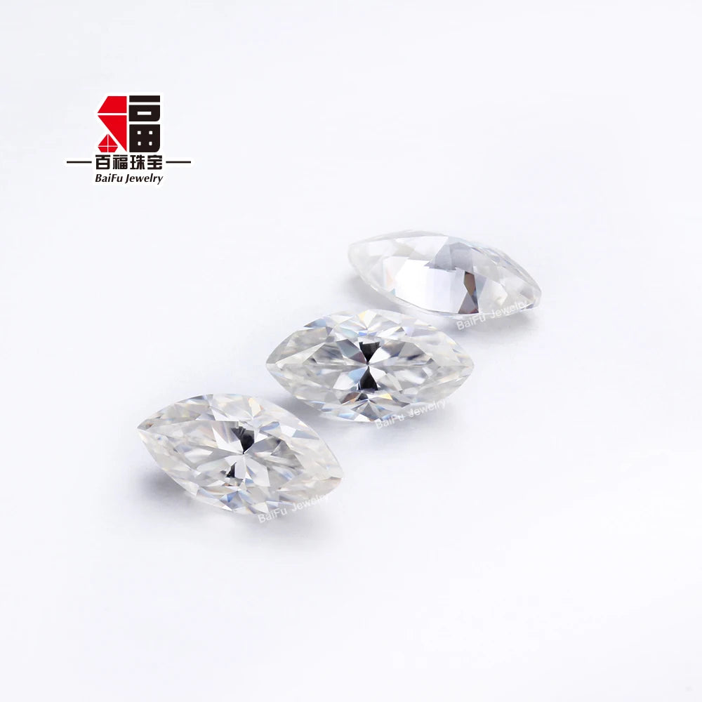 Baifu Gems Customizable Marquise Cut Synthetic Moissanite Loose Stone Diamond for Fine