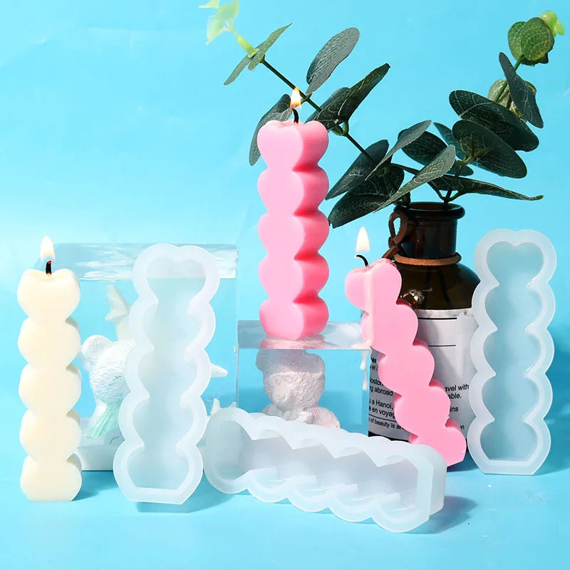 DIY 5 Heart Shaped Candle Silicone Mold New Product Atmosphere Candle Resin Molds Home Decoration