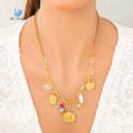 SUMMLY Ventage Trend Personalized Geometric 18K Gold Plated Stainless Steel Pearl Necklace Handmade Fashion Jewelry