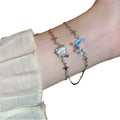 Elegant Shiny Moon Star Bracelet with Adjustable Zircon Opal Heart Charm Fashionable Jewelry for Women