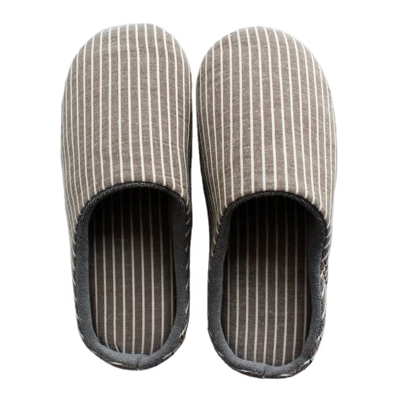 Hot Sale Unisex Home Soft Sole Floor Indoor Lighted Closed Toe Striped Winter Spring Slipper