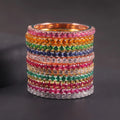 KH069 Abiding Manufacturer 1.5MM Multiple Color Stone Waterproof 925 Silver Thin Gold Plated Band Rings
