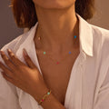 New Fashion Colorful Heart-Shaped Stainless Steel 18K Gold Plated Bracelet Necklace Set Colored Enamel Drip Oil Fashion Jewelry
