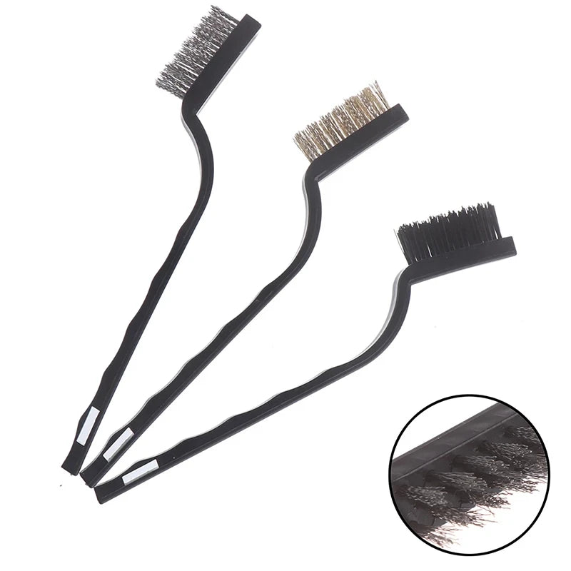 Mini Stainless Steel Rust Brush Brass Cleaning Polishing Detail Metal Brush Wire Toothbrush Cleaning Tool Family Kit