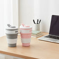 Business Gifts Anniversary Celebration Gifts Double Drinking Way Collapsible Silicone Cup with Leak-Proof Design BPA Free