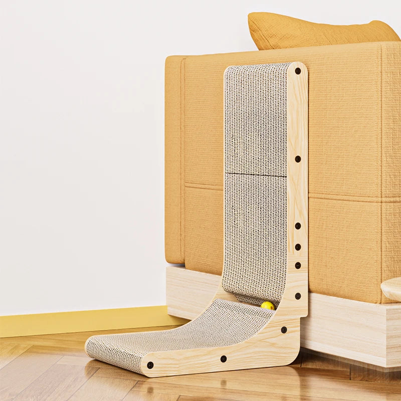 China Manufacturer Wall Mounted L Shape Cat Scratcher Cardboard Large Cat Toys Wood Scratcher Furniture