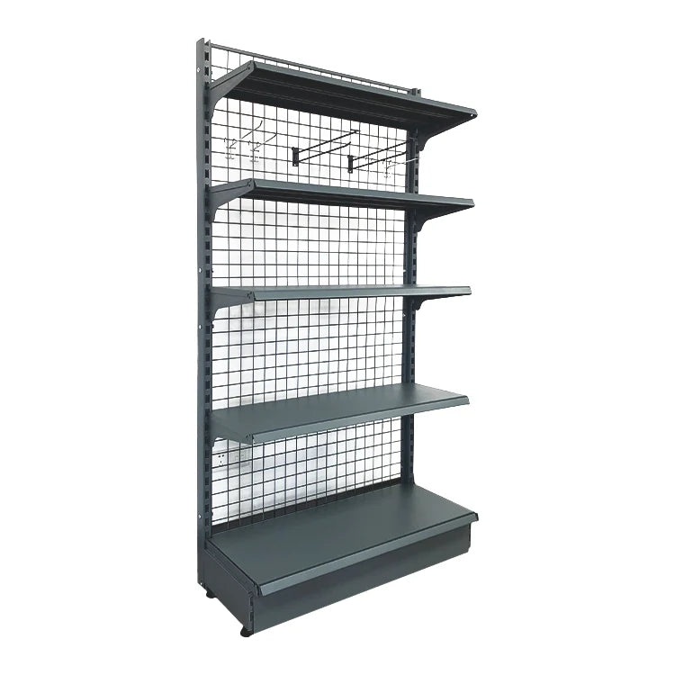 Customizable Supermarket Display Rack H-Hole Detachable Column Mesh Gondola Single-Sided Factory New Design Logo Custom Color
