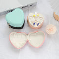 Portable PU Leather Heart-Shaped Jewelry Storage Box Small Organizer for Earrings and Necklace Cute Packaging