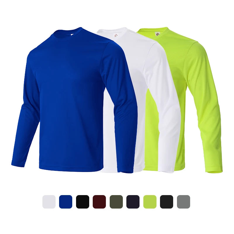 Wholesale White Long Sleeve Shirt Football Jersey Quick Dry Polyester Long Sleeve t Shirt for Sport Wear
